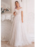 Ivory Lace Wedding Dress With Dusty Rose Lining